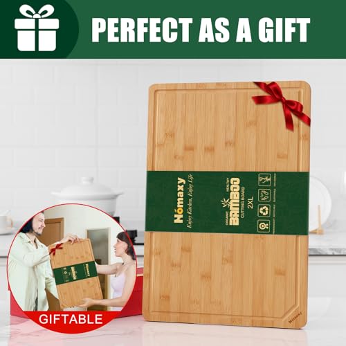 2XL Organic Bamboo Cutting Boards for Kitchen