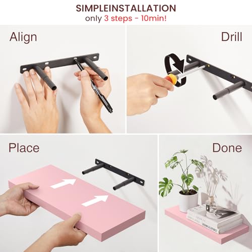 Pink Floating Shelves 15.7in