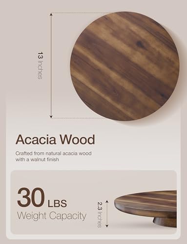 13" Acacia Cake Stand Rotating with Non