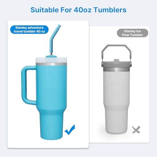 2 Pcs Stainless Steel Straws for 40 oz Stanley Tumbler