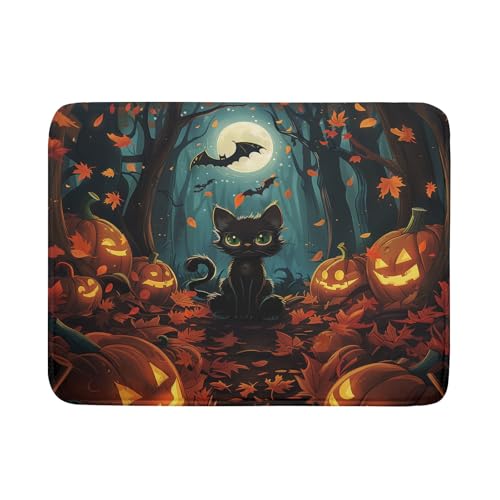 Halloween Black Cat Dish Drying Mat for Kitchen Counter
