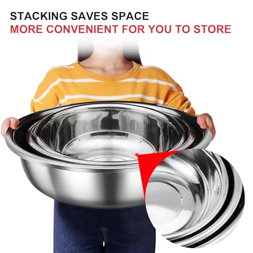 Set of 3 Extra Large Stainless Steel Mixing Bowls Large Mixing Container Easy to Clean (3 Count)