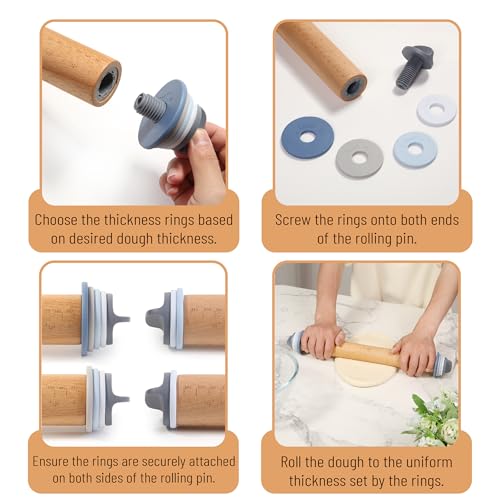 Adjustable Rolling Pin with Thickness Rings