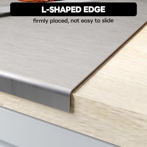 Stainless Steel Cutting Board with Lip 31.5" L X 22.8" W Large Cutting Board Kneading Board Pastry Board Non Stick Board with Rolling Pin for Meat Fruits Vegetables Bread and Baking
