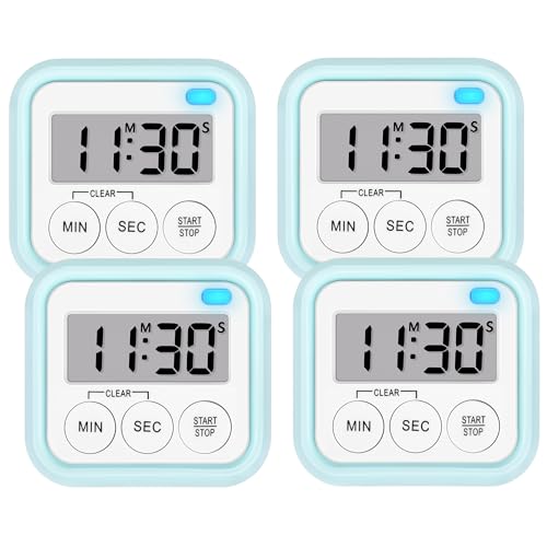Timer Kitchen Timers for Cooking Classroom Timer for Kids Teachers Magnetic Digital Timers 4 Pack (4 Count)