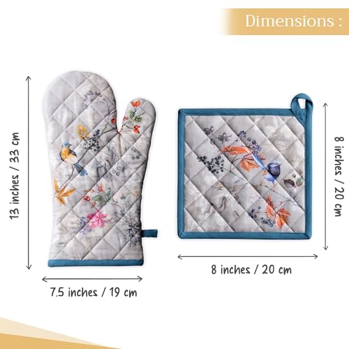 100% Cotton Oven Mitt & Pot Holder Set
