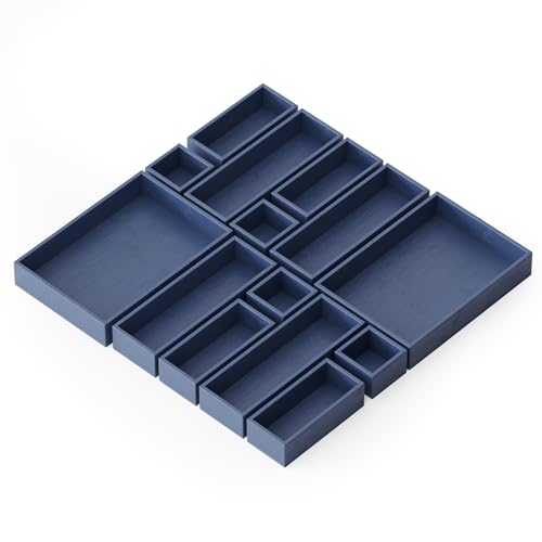 14 Piece Bamboo Drawer Organizer Storage Boxes Set