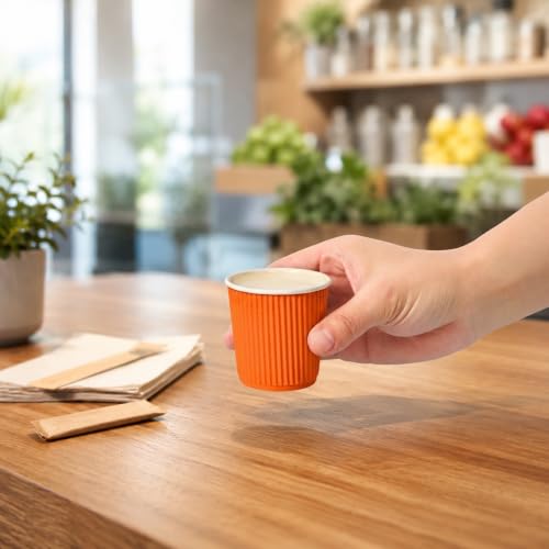 Ripple Wall Coffee Cups 500 Count 4 Ounce Insulated Tangerine Orange Paper Cups