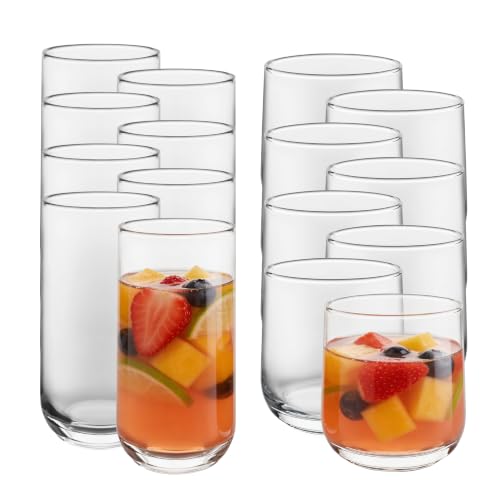 Ascent Tumbler & Rocks Drinking Glasses Set of 16 (16 Count)