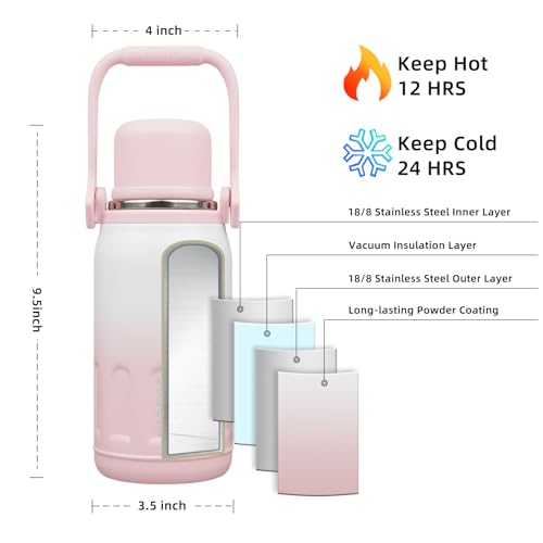 Stainless Steel Insulated Bottle with Handle & Strap
