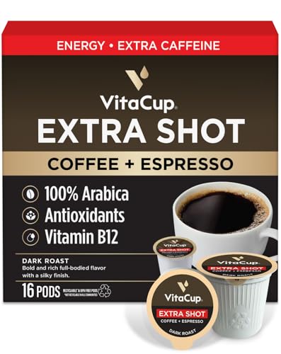 Extra Shot High Caffeine Dark Roast Coffee Pods (16 Count)