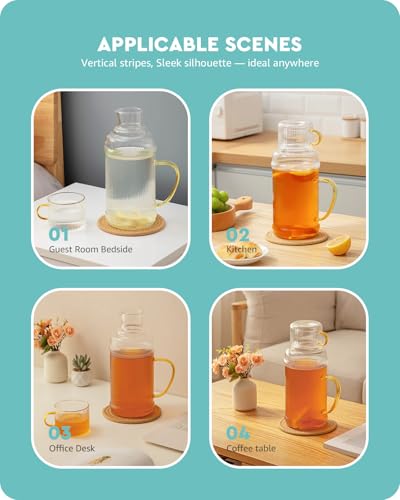Water Pitcher Glass Jug With Lid and Spout
