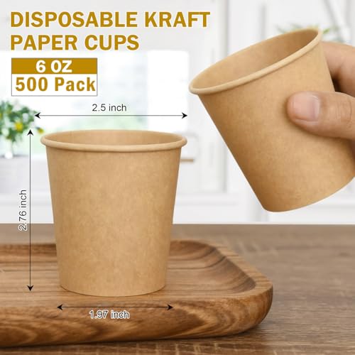 500 Pcs 6 oz Kraft Paper Cups (500 Count)