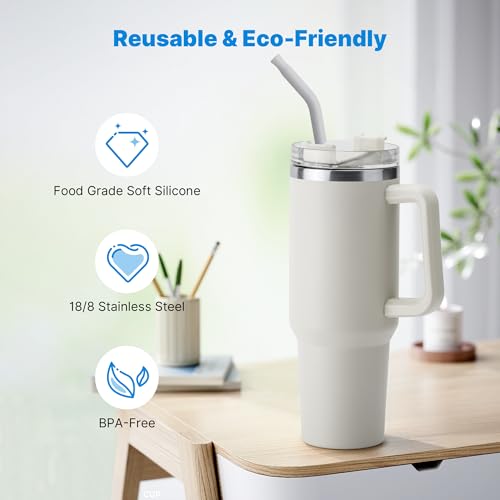 Metal Straw with Silicone Tip for 40oz Stanley Cup