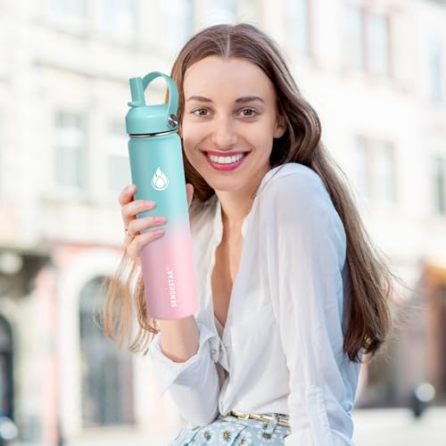 Water Bottle 32oz Double Wall Vacuum Insulated Leak Proof Stainless Steel Sports Water Bottle