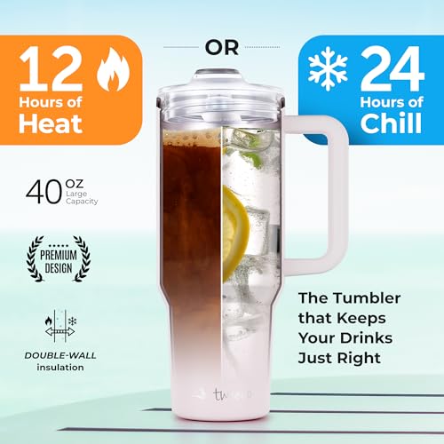 40 oz Tumbler With Handle and Straw Made of Stainless Steel