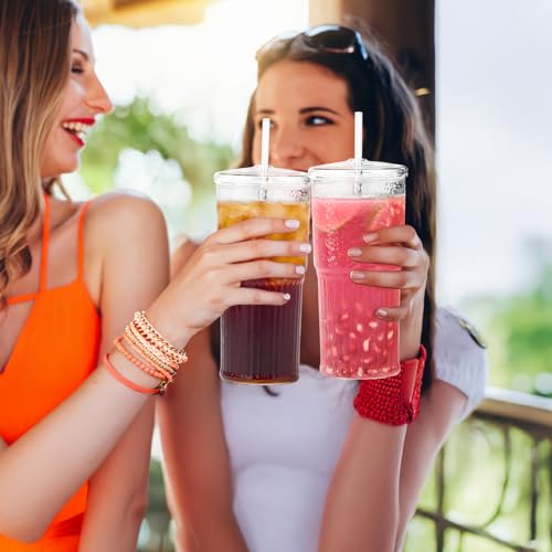 Glass Cups with Lids and Straws (2 Count)