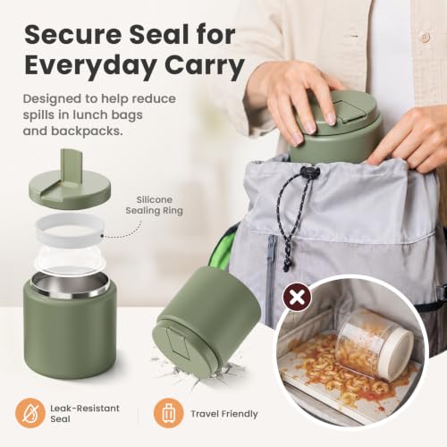 26oz Soup Thermo for Hot Food Kids with Buckle Lid Insulated Vacuum Food Jar Wide Mouth Leakproof Stainless Steel Lunch Container