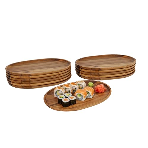 Woodard & Charles Acacia Wood Medium Oval Serving Tray (12 Count)