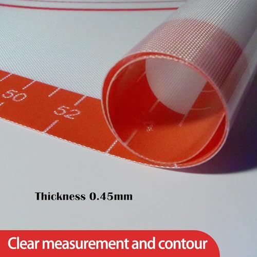 Dough Mat Silicone Baking Mats for Rolling Pastry Kneading Sheet Sourdough Bread Baking Supplies Red 28x20" 0.45mmT