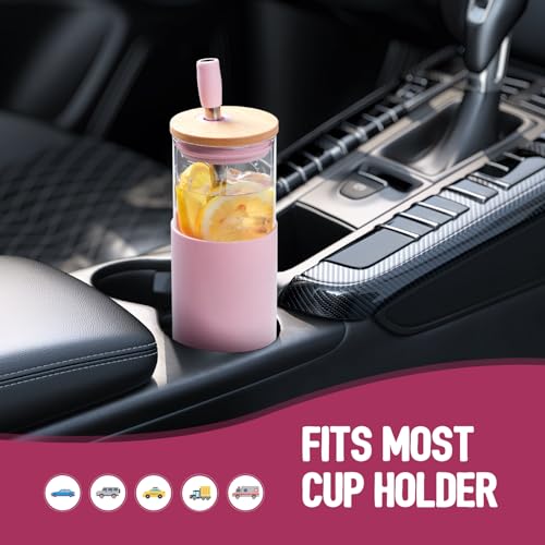 24oz Glass Tumbler with Lids and Straws