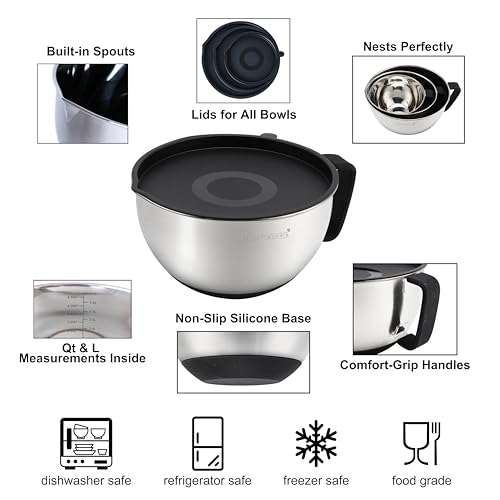 Stainless Steel Mixing Bowls Set with Lids
