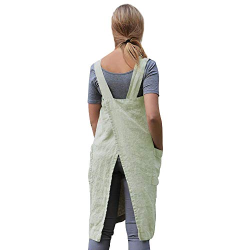 Women's Pinafore Square Apron Baking Cooking Gardening Works Cross Back Cotton