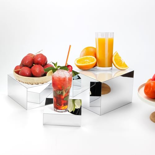 Glossy Silver Acrylic Mirror Display Riser Stand