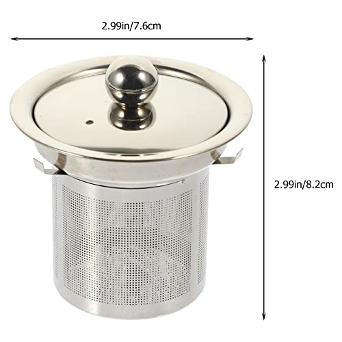 Stainless Steel Tea Strainer Insert with Fine Mesh Filter and Lid Replacement Tea Infuser for Teapot Accessories Compact 3.00X2.44 Inch Suitable for Home Rooms and Restaurants