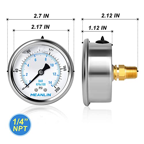0~200Psi Stainless Steel 1 (2 Count)