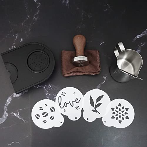 51mm Coffee Tamper Set Barista Kit for Portafilter Machine Wooden Espresso Tamper with Tamper Mat