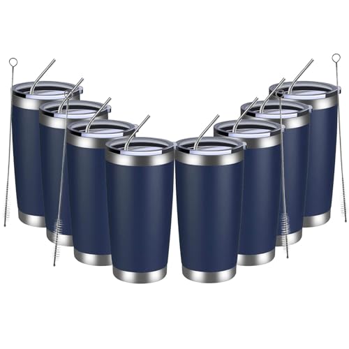 20oz Tumbler 8 Pack Double Wall Vacuum Insulated Travel Mug Bulk (8 Count)