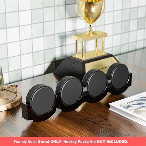 2 Pcs Hockey Puck Display Case Acrylic Hockey Puck Holder for 4 Pucks (2 Count)