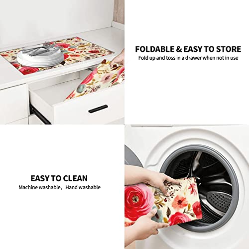 Large Dish Drying Mats For Kitchen Counter Microfiber Kitchen Drying Mat XL Draining Pad Absorbent Quick Drying Dish Mat 18x24 Inch