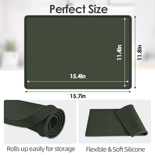 Silicone Coffee Maker Mat with Lip for Countertops