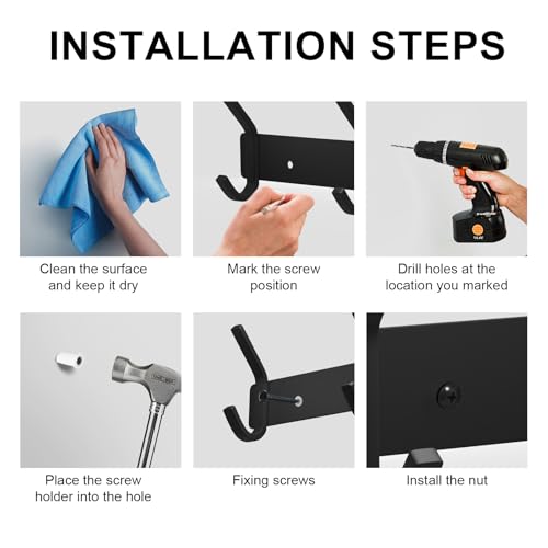 2PACK Coat Hooks Wall Hook for Hanging Clothes Robes Towels Hats Heavy Duty Coat Hanger Coat Rack Wall Mount with 3 Hooks (2 Count)
