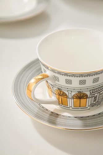 Personalized Architectural Ceramic Tea Cup and Saucer Set
