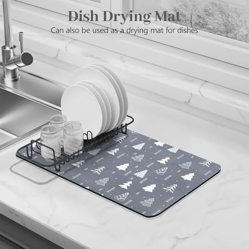 Coffee Mat Christmas 12"x19" Bar Mat with Waterproof Rubber Backing