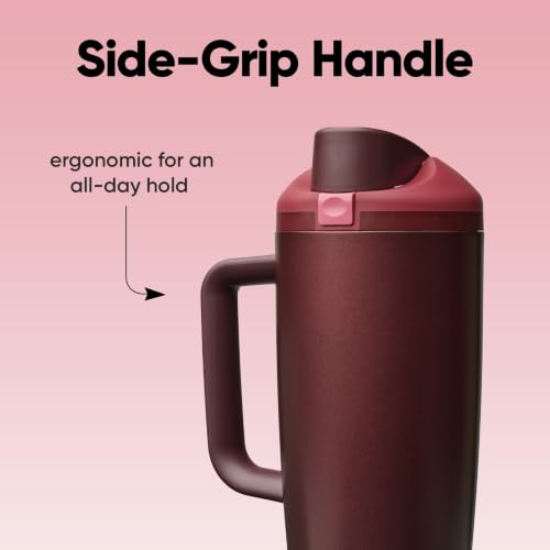 FreeSip Tumbler Stainless Steel Water Bottle 30 oz Black Cherry