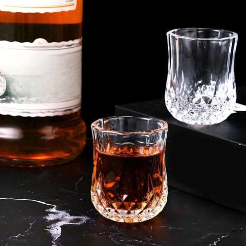 60 Pcs 1.7 oz Mini Shot Glasses Set Whiskey Tasting Glasses Heavy Duty Base Clear Shot Cup Cute Cordial Mini Wine Cups for Bourbon