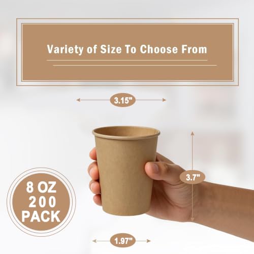 200 Pack 8 oz Kraft Paper Cups (200 Count)