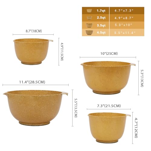 4.5 Quart Large Plastic Mixing Bowls Set
