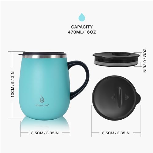 16 oz Insulated Coffee Mug with Lid and Handle