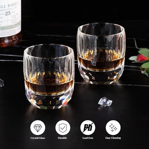 Crystal Whiskey Glasses Set of 2 Hand Blown Old Fashioned Glasses (2 Count)