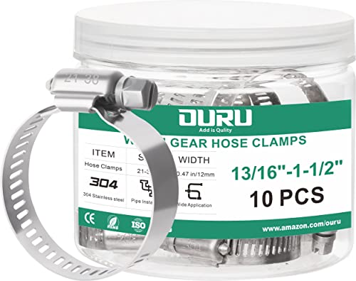 10PCS Hose Clamps Stainless Steel Adjustable 13