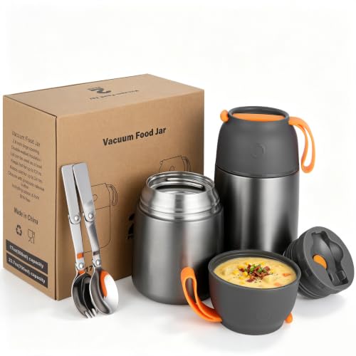 Insulated Thermo Food Jar for Hot & Cold Food for Kids Adult (2 Count)