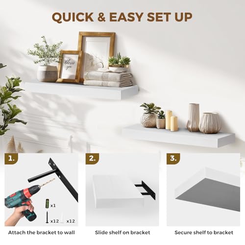 Solid Wood Floating Shelves (2 Count)