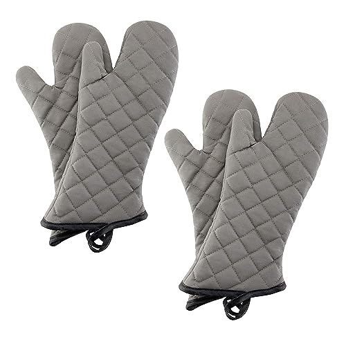 Gray 16" Quilted Terry Oven Mitts 2 Pairs Heat Resistant (4 Count)