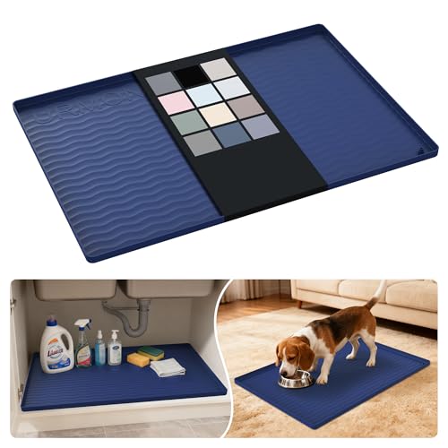 Waterproof Silicone Under Sink Mat 28'' x 19'' Shelf Liner for Kitchen and Bathroom