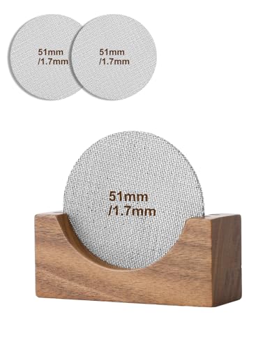 Espresso puck screen 51mm 2 Pack & Walnut Puck screen stand (3 Count)